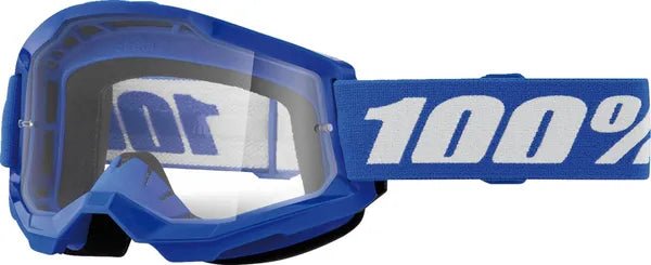 100% Strata 2 jeugdcrossbril blauw/wit – heldere lens - MxProStoreParts