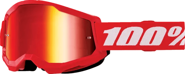 100% Strata 2 jeugdcrossbril rood/wit – rode spiegellens - MxProStoreParts