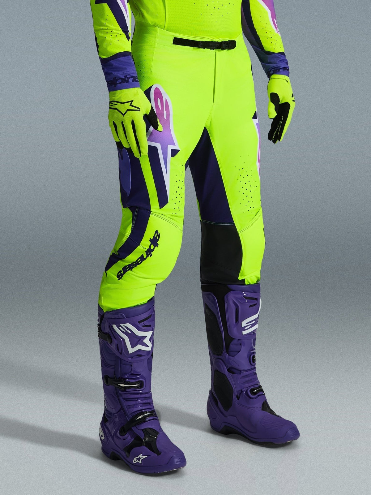Alpinestars Supertech Vista Pantalón de Motocross Amarillo Púrpura Negro - MxProStoreParts