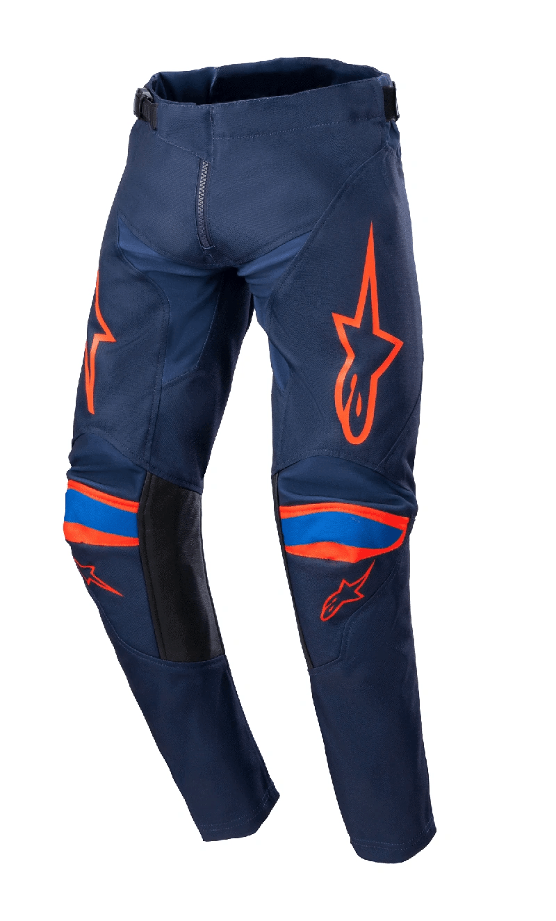 Alpinestars 2023 Racer Narin Pantalon de cross pour enfants Bleu Foncé / Orange Vif - MxProStoreParts