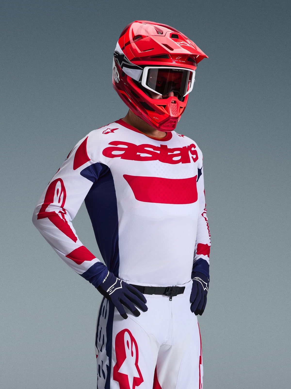 Alpinestars Maillot Racer Riway Off-Road Blanc Bleu Rouge - MxProStoreParts