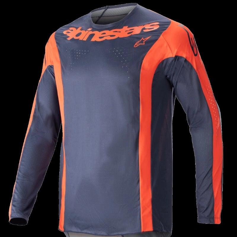Alpinestars 2023 Techstar Arch camiseta de motocross para adultos Azul Oscuro / Naranja Fluor - MxProStoreParts