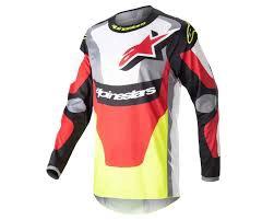 Alpinestars 2023 Fluid Agent maillot cross adulte Noir / Rouge / Jaune Fluorescent - MxProStoreParts