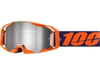 100% Armatic Gafas de motocross Naranja Neón - Lente de espejo plateado (colección 2025) - MxProStoreParts