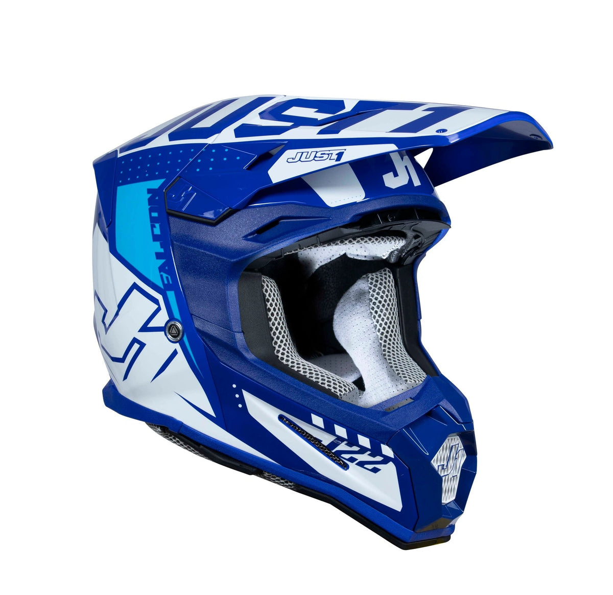 Just1 Casque J-22 F Falcon Blanc/Bleu - MxProStoreParts