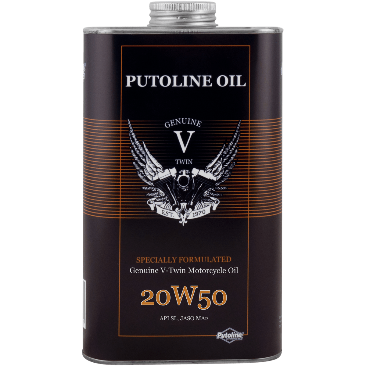 Putoline GENUINE V-TWIN MINERAL 20W-50 1L TIN CAN, MINERAL, API CH-4/SJ - MxProStoreParts
