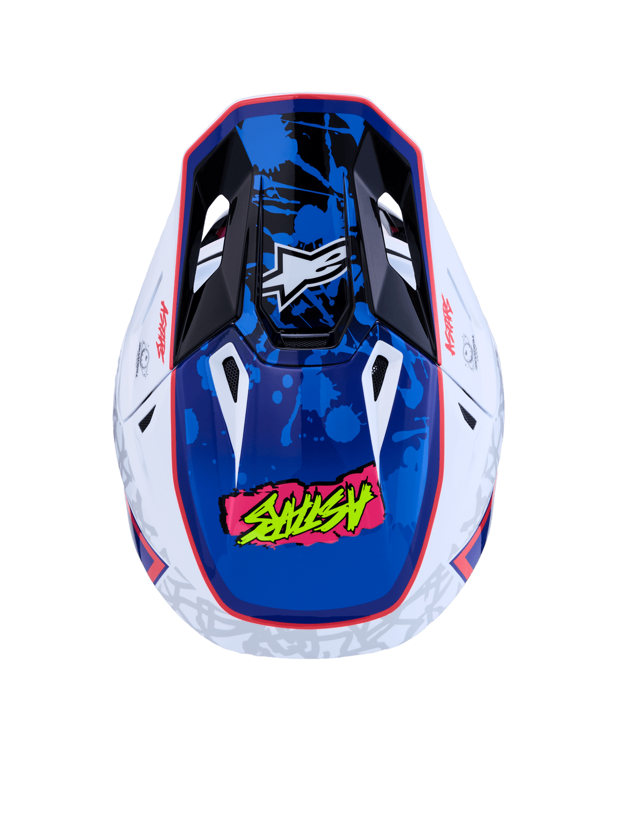 Alpinestars S-M7 Blaster Casque ECE 22.06 Blanc Bleu Rouge Brillant Collection 2027 - MxProStoreParts
