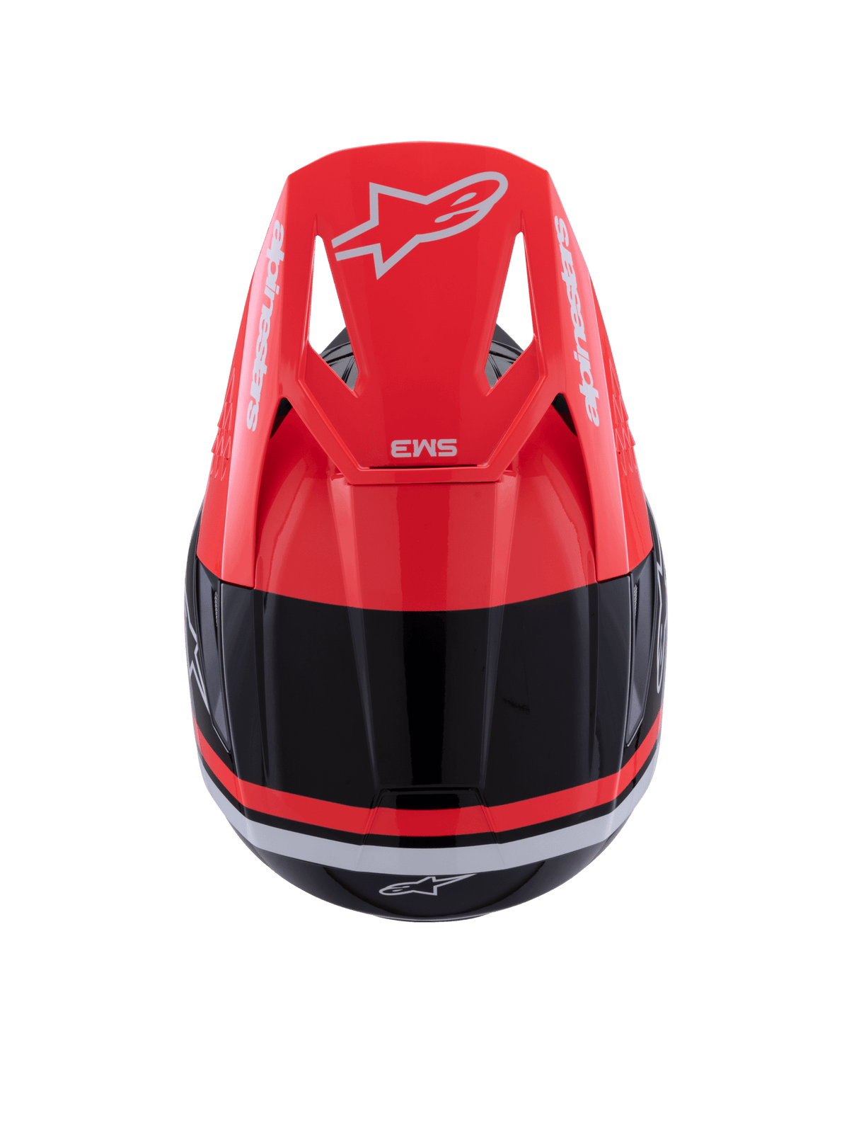 Alpinestars S-M3 Radium Casque brillant noir, rouge fluo et blanc - MxProStoreParts