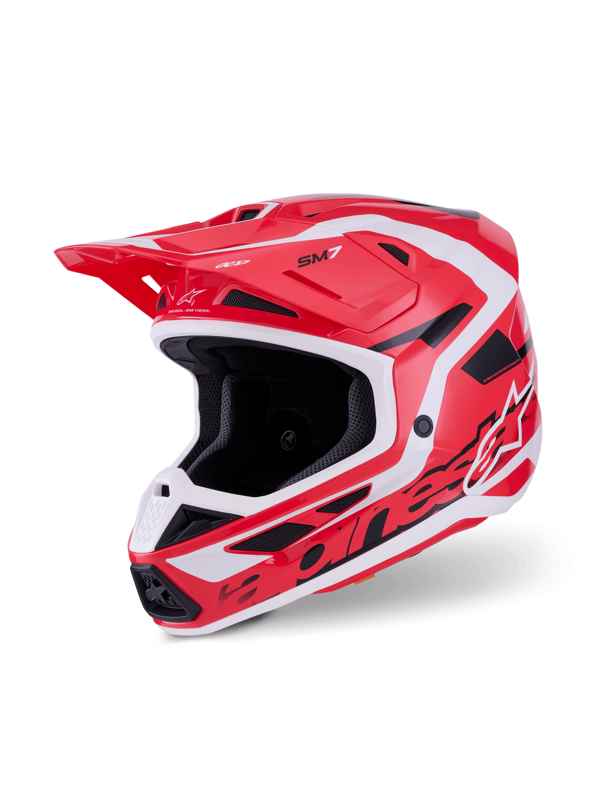 Alpinestars S‑M7 Deed Casco Integral ECE 22.06 Rojo-Negro-Blanco Brillante - MxProStoreParts