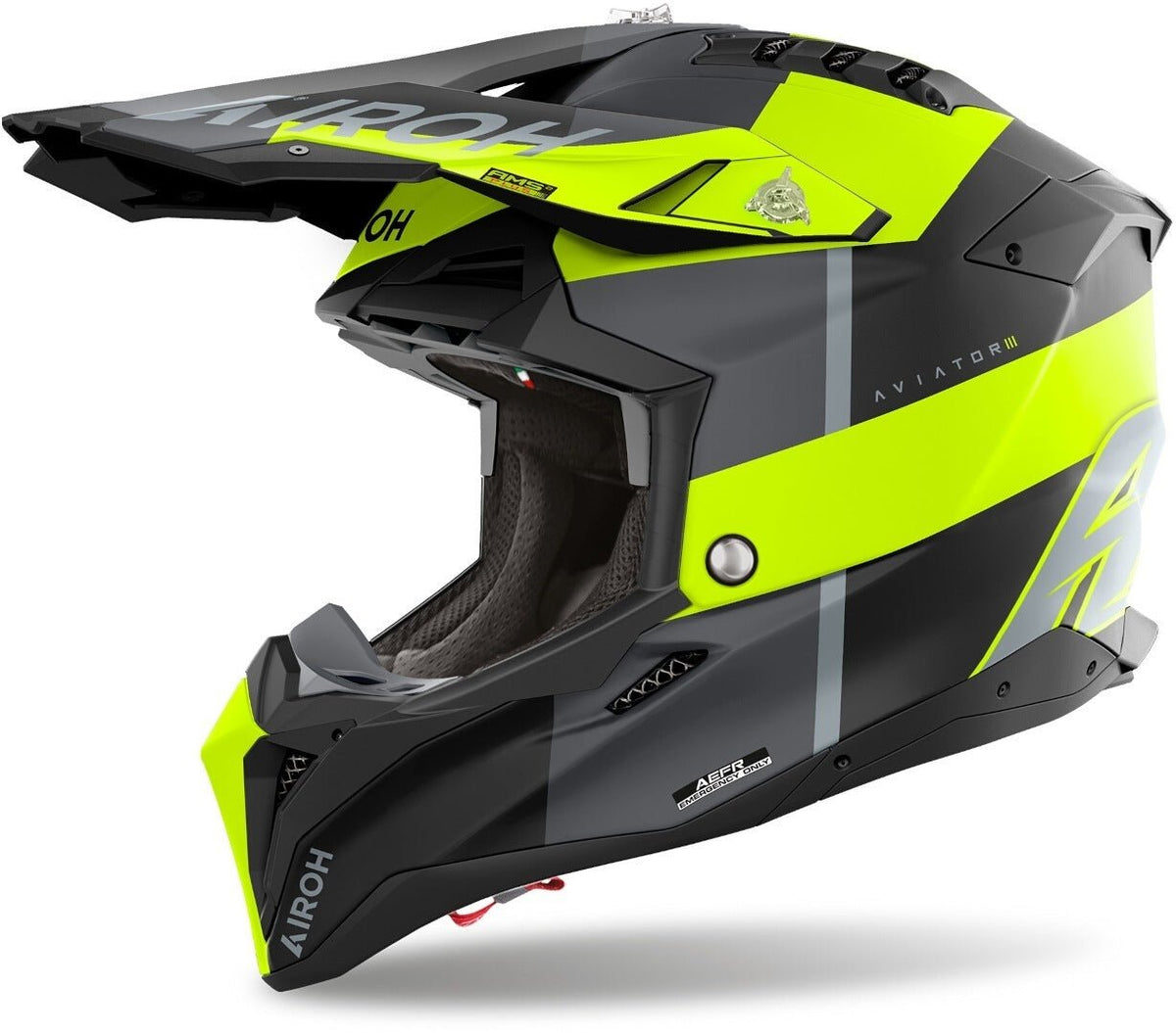 Airoh Aviator 3 Monarch Casque de motocross bleu blanc jaune - MxProStoreParts