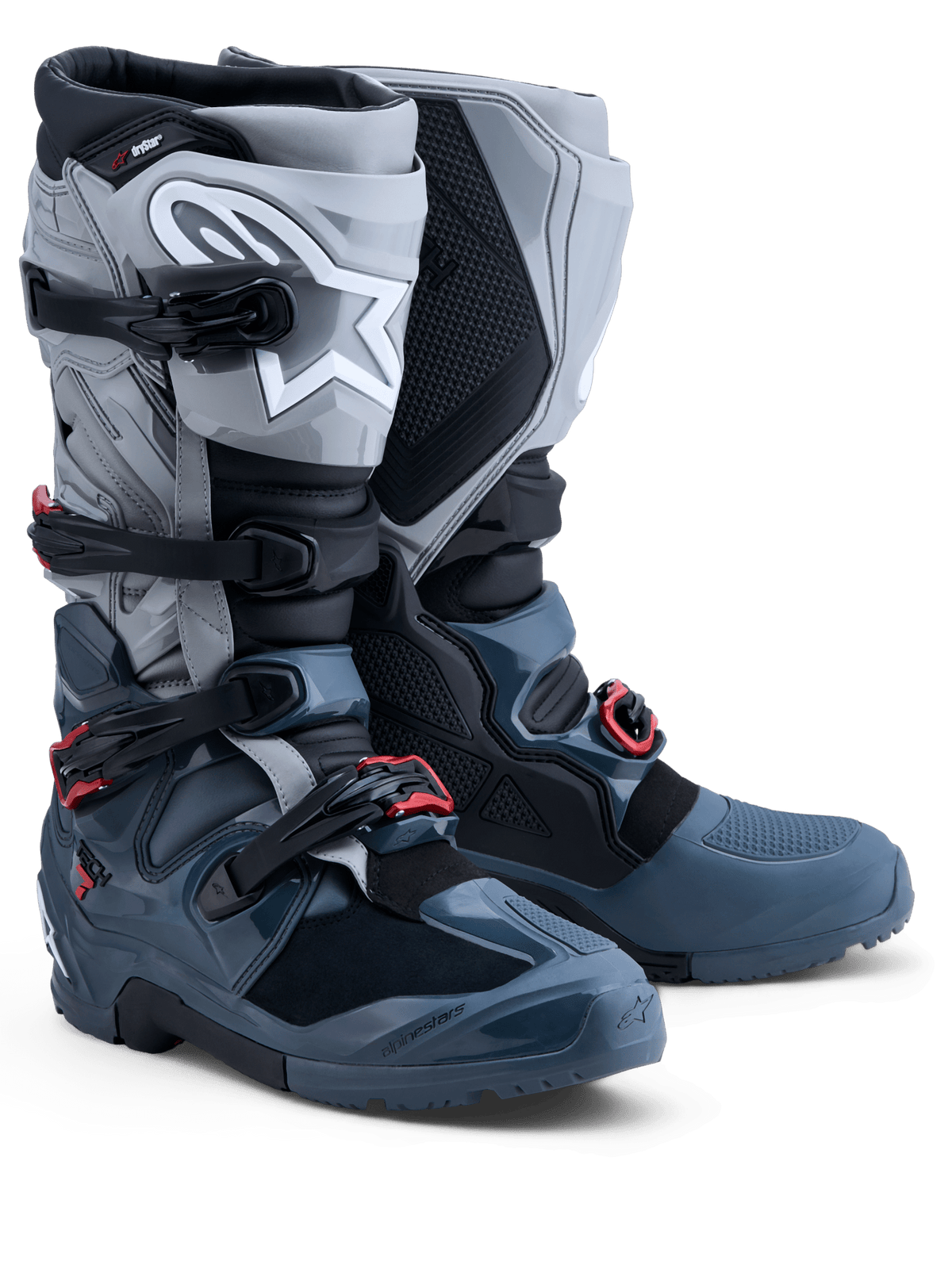 Alpinestars Tech 7 Enduro Drystar® Bottes 2027 – Gris foncé Gris moyen Rouge vif - MxProStoreParts
