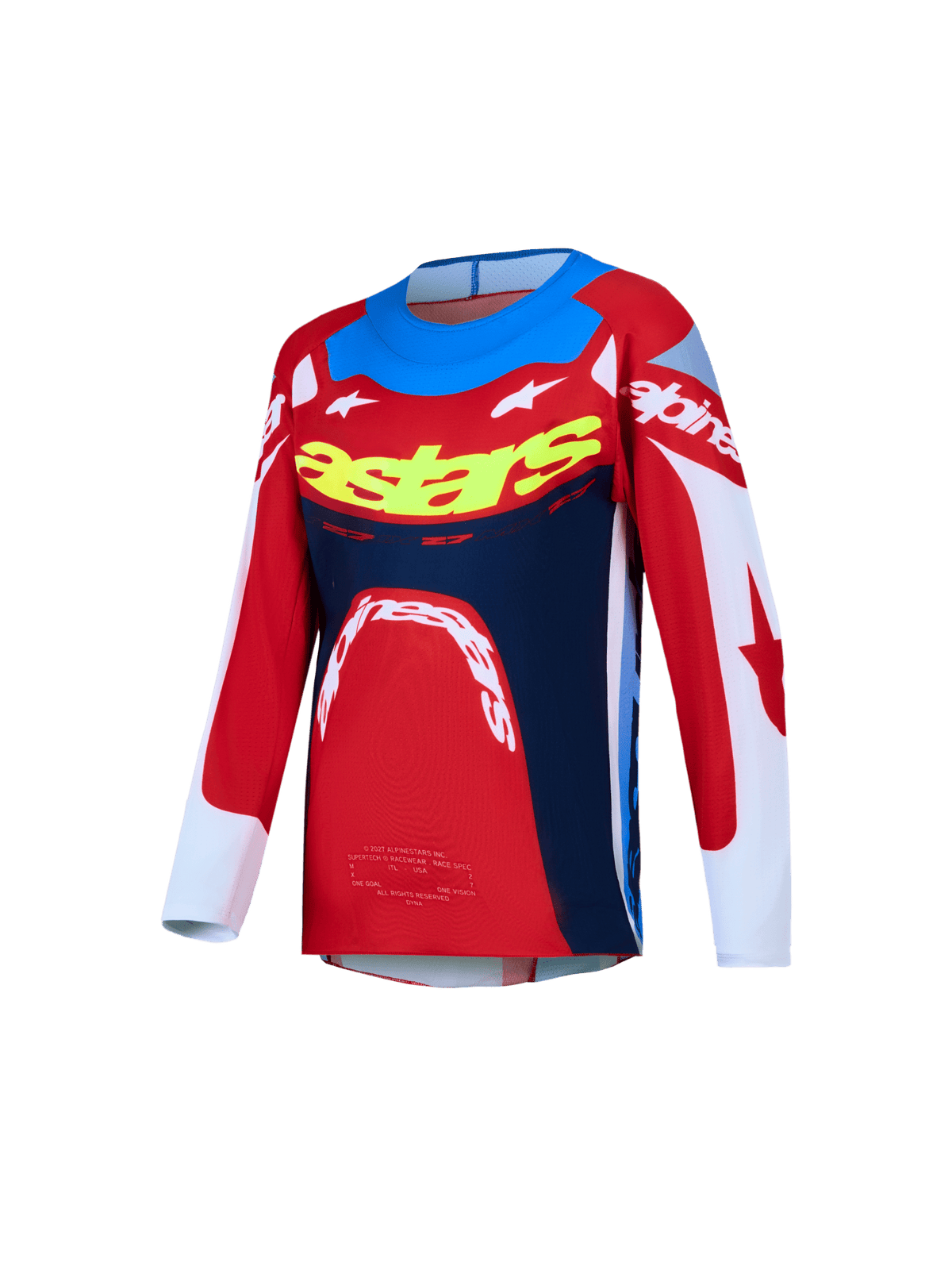 Alpinestars Jeunesse Supertech Dyna Jersey 2027 – Rouge Feu, Blanc, Bleu Marine - MxProStoreParts