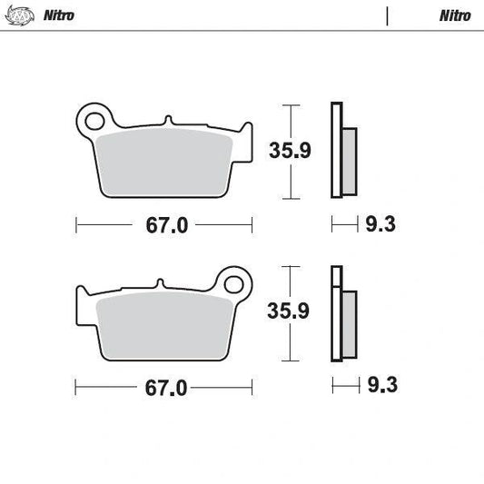 Moto Master Plaquettes de frein arrière en métal fritté Nitro pour Fantic, Beta, Gas Gas, Kawasaki, Suzuki, Yamaha, TM