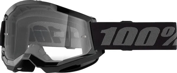 100% Strata 2 jeugdcrossbril zwart/donkergrijs – heldere lens - MxProStoreParts