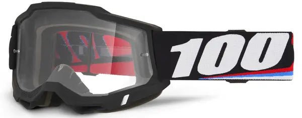 100% Accuri 2 crossbril zwart/blauw/rood/wit – heldere lens - MxProStoreParts