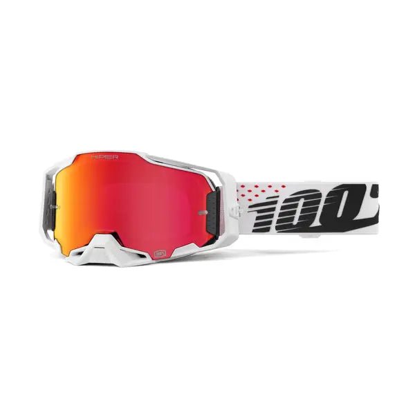 100% Armega crossbril zwart/rood/wit – rode spiegellens - MxProStoreParts