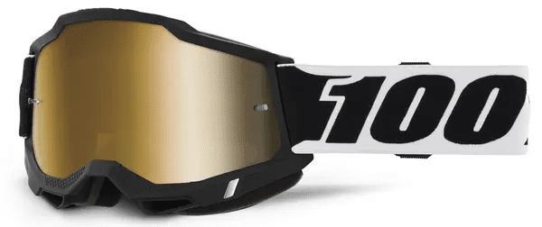 100% Accuri 2 crossbril zwart/goud/wit – gouden spiegellens - MxProStoreParts