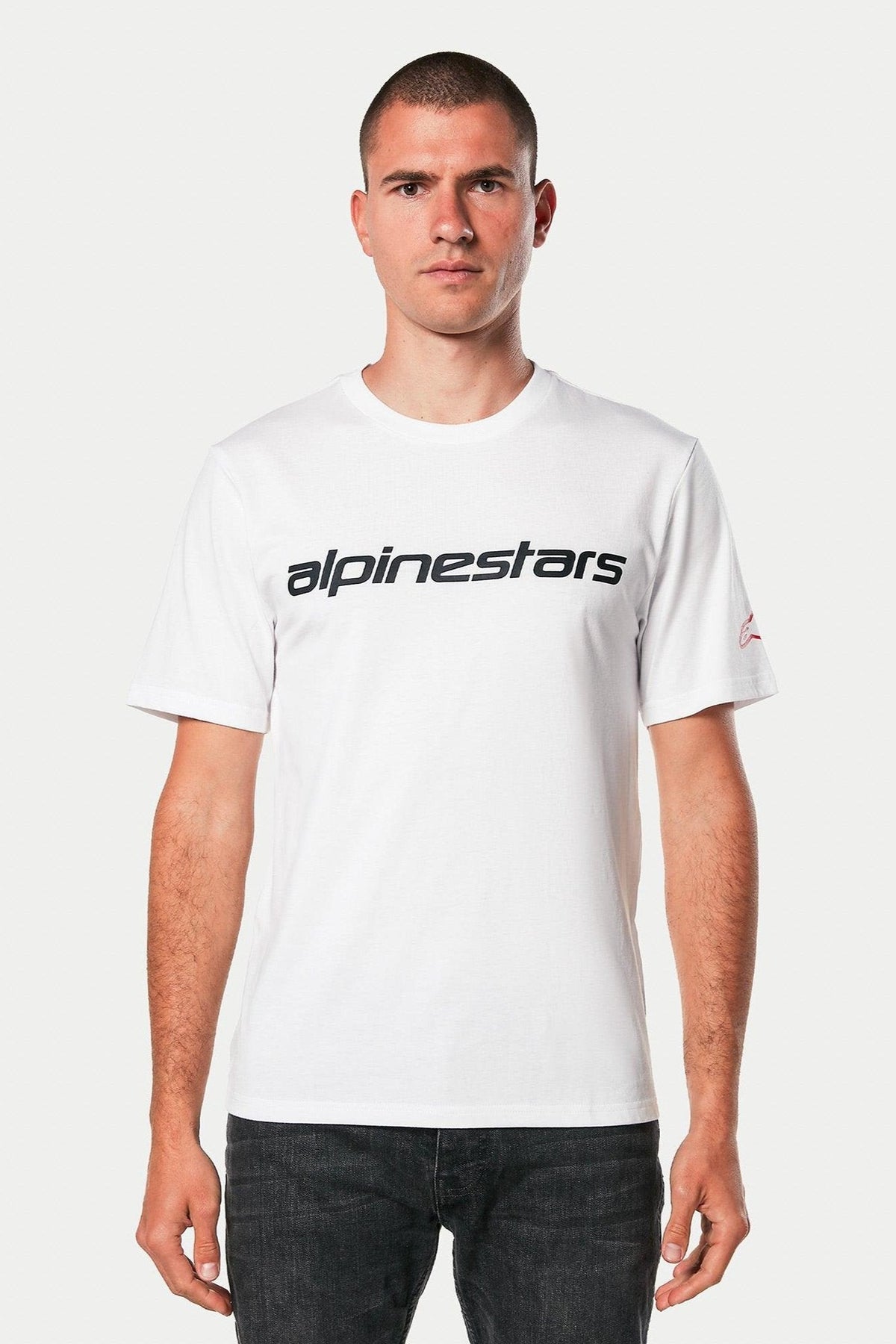 Alpinestars Linear Wordmark 2.0 CSF T-Shirt Blanc Rouge Noir - MxProStoreParts