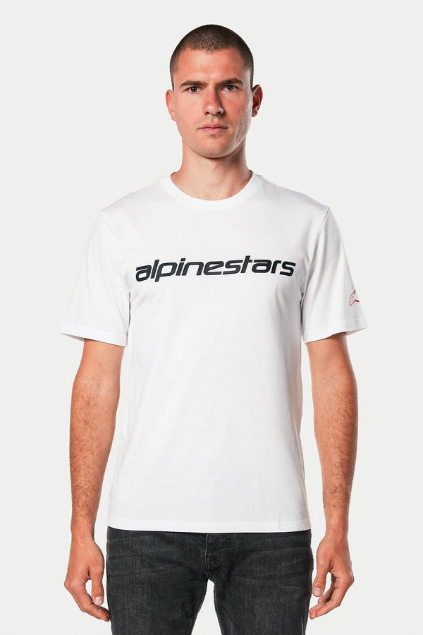Alpinestars Linear Wordmark 2.0 CSF T-Shirt Blanc Rouge Noir - MxProStoreParts
