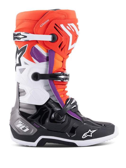 Alpinestars Tech 10 Cross Boots – Black / Fluorescent Red / Fluorescent Orange / White