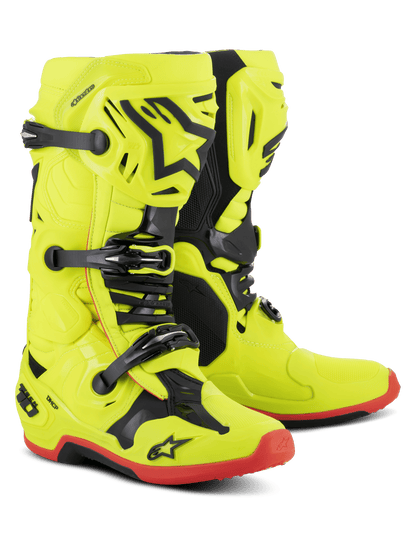 Alpinestars Tech 10 Botas de cross – Amarillo Fluo / Negro / Rojo Fluo - MxProStoreParts