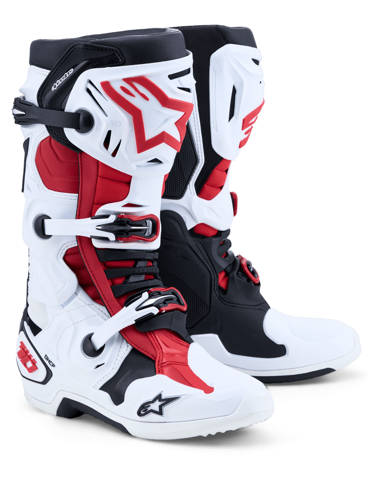 Alpinestars Tech 10 Botas de cross – Blanco / Negro / Rojo brillante - MxProStoreParts