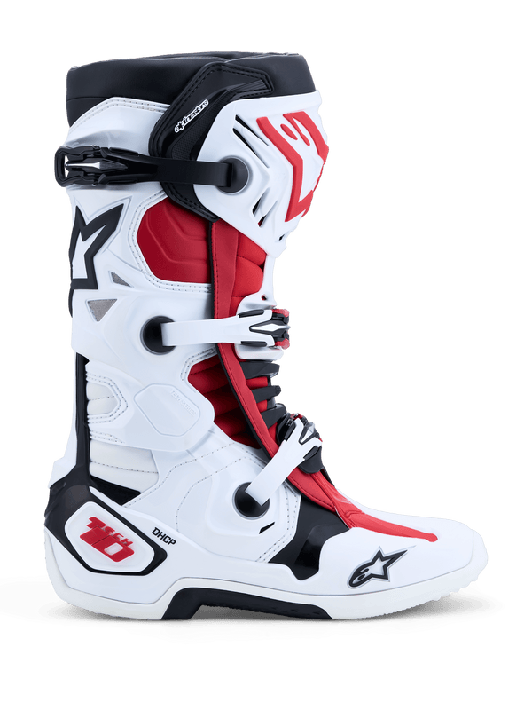 Alpinestars Tech 10 Botas de cross – Blanco / Negro / Rojo brillante - MxProStoreParts