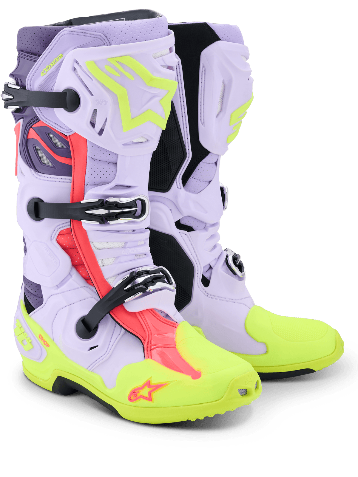 Alpinestars Tech 10 Supervented Cross Boots – Purple / Fluorescent Yellow / Diva Pink - MxProStoreParts