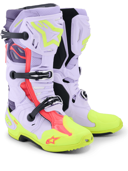 Alpinestars Tech 10 Supervented Cross Boots – Purple / Fluorescent Yellow / Diva Pink - MxProStoreParts
