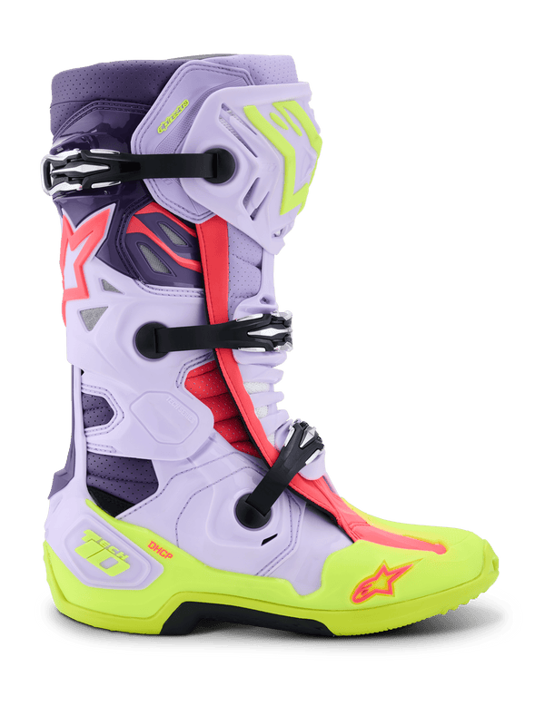 Alpinestars Tech 10 Supervented Cross Boots – Purple / Fluorescent Yellow / Diva Pink - MxProStoreParts