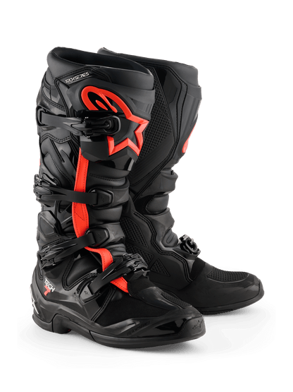 Alpinestars Tech 7 Bottes Noir Rouge Fluo - MxProStoreParts