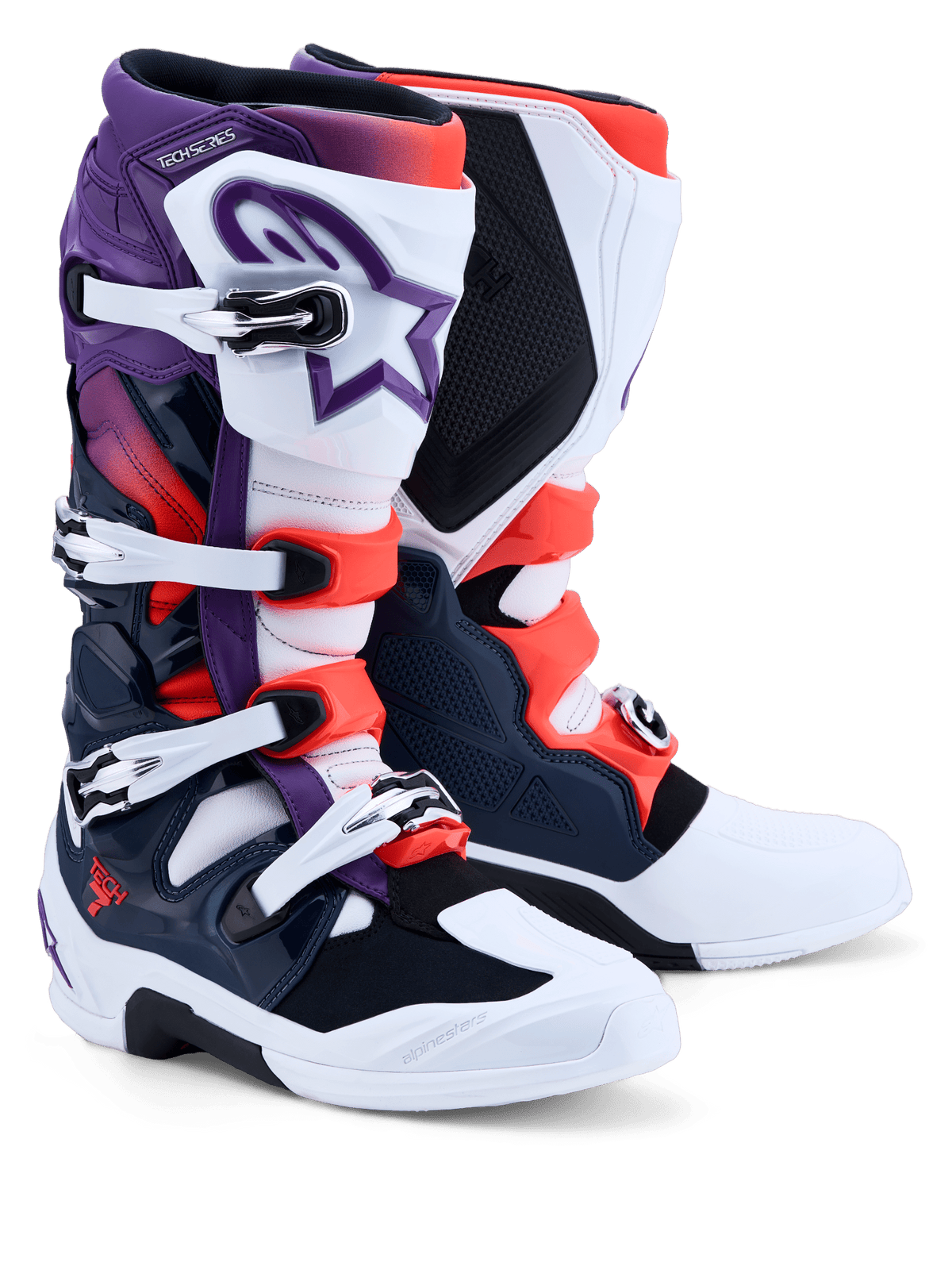 Alpinestars Tech 7 Botas Morado Blanco Azul Oscuro Rojo Fluorescente - MxProStoreParts