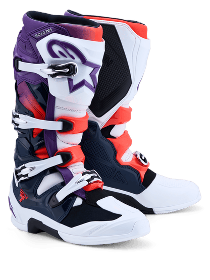Alpinestars Tech 7 Botas Morado Blanco Azul Oscuro Rojo Fluorescente - MxProStoreParts