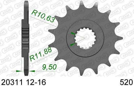 AFAM Piñón delantero de 13 dientes de acero para Honda CR 250R 88-07 & CR 500R 88-01 & CRF 450R 02- & CRF 450 RX 17-
