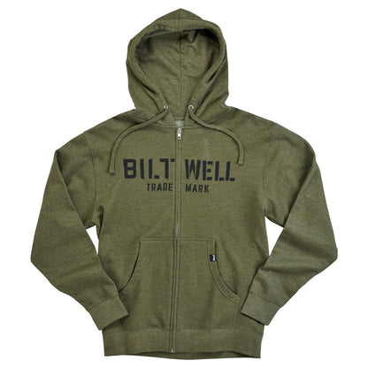 BILTWELL Stencil Zip herenvest met capuchon, olijfgroen, maat S - MxProStoreParts