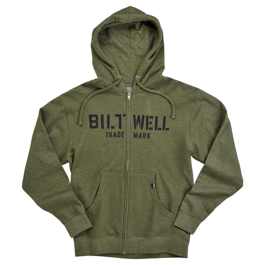 BILTWELL Stencil Zip herenvest met capuchon, olijfgroen, maat S