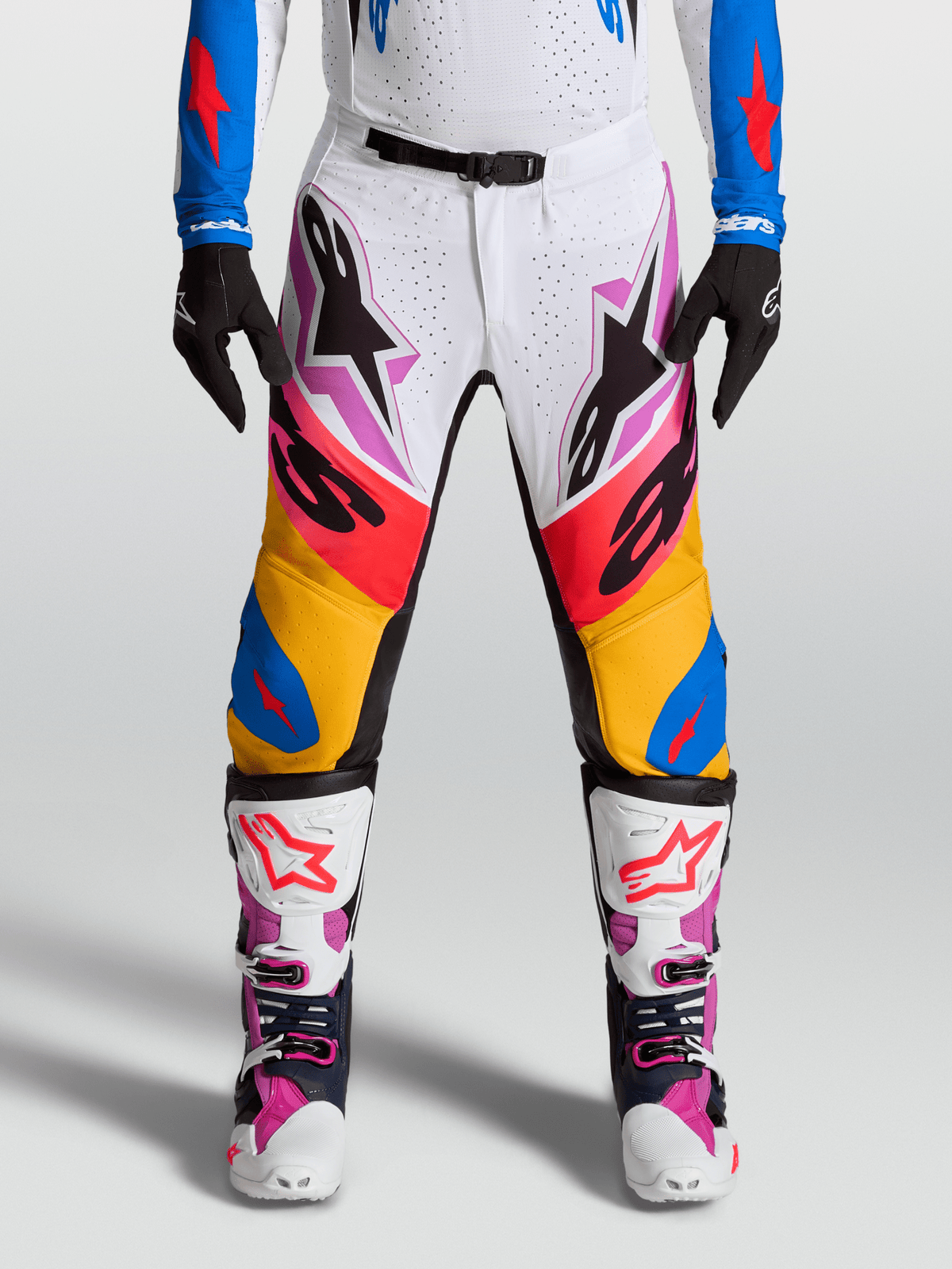 Alpinestars Supertech Dyna Pants 2027 White Blithe Blue Black Purple - MxProStoreParts
