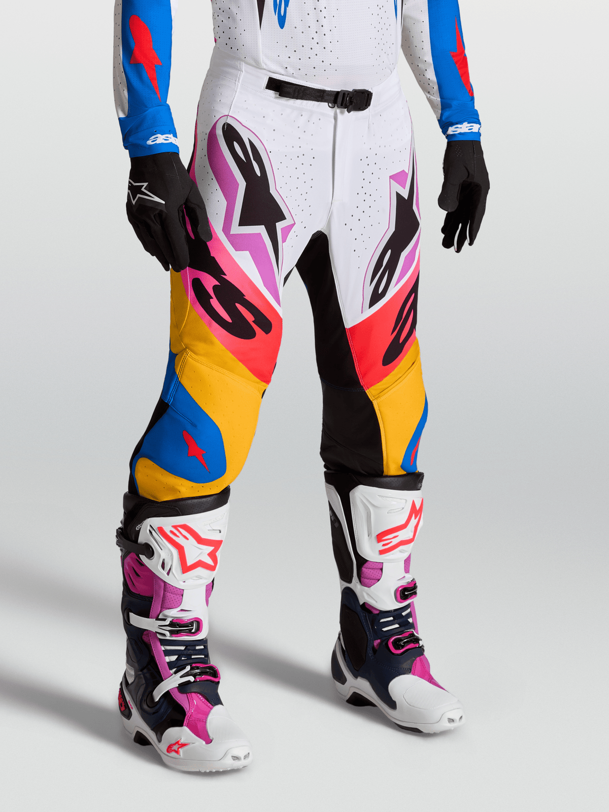 Alpinestars Supertech Dyna Pants 2027 White Blithe Blue Black Purple - MxProStoreParts