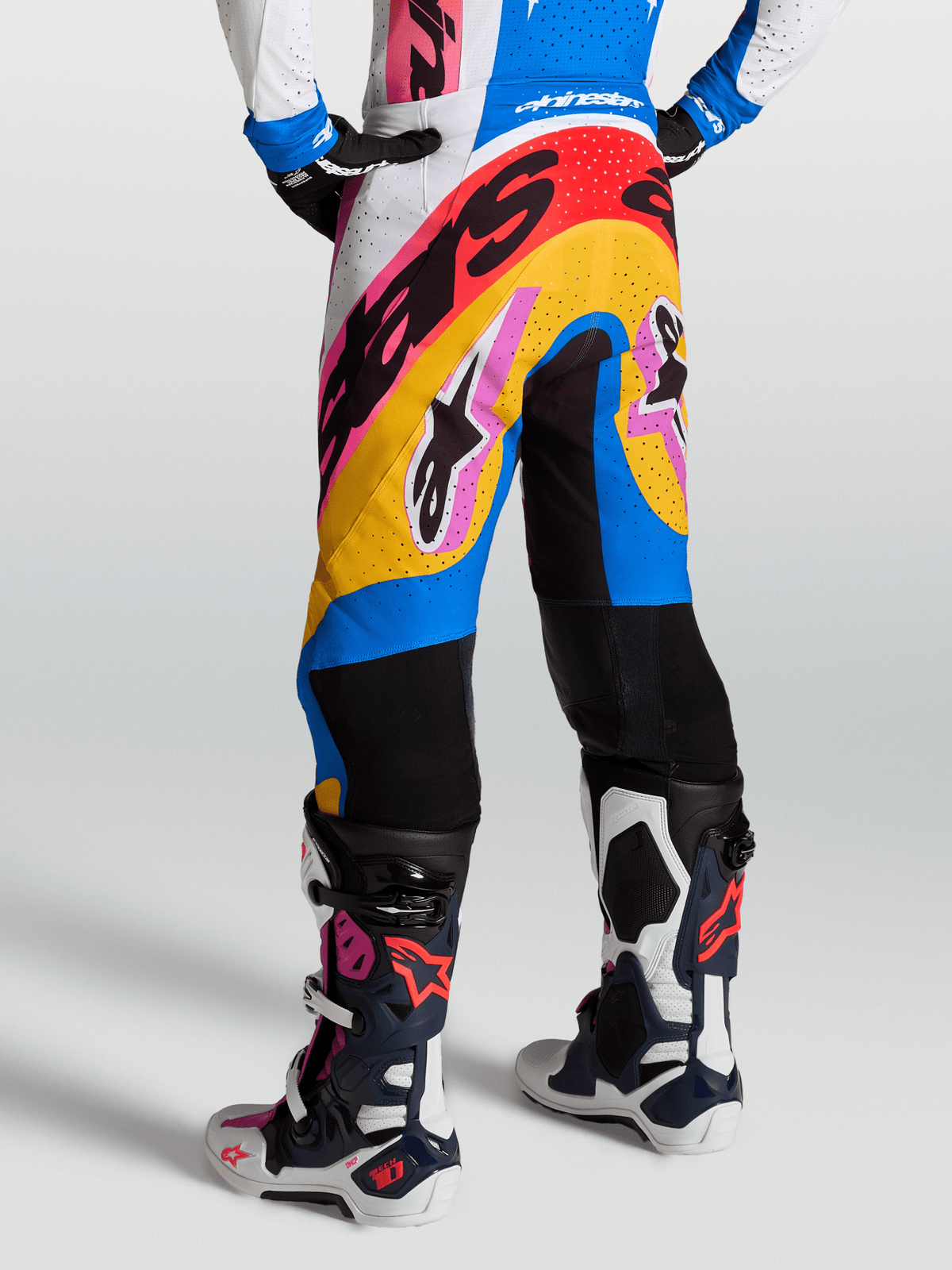 Alpinestars Supertech Dyna Pants 2027 White Blithe Blue Black Purple - MxProStoreParts
