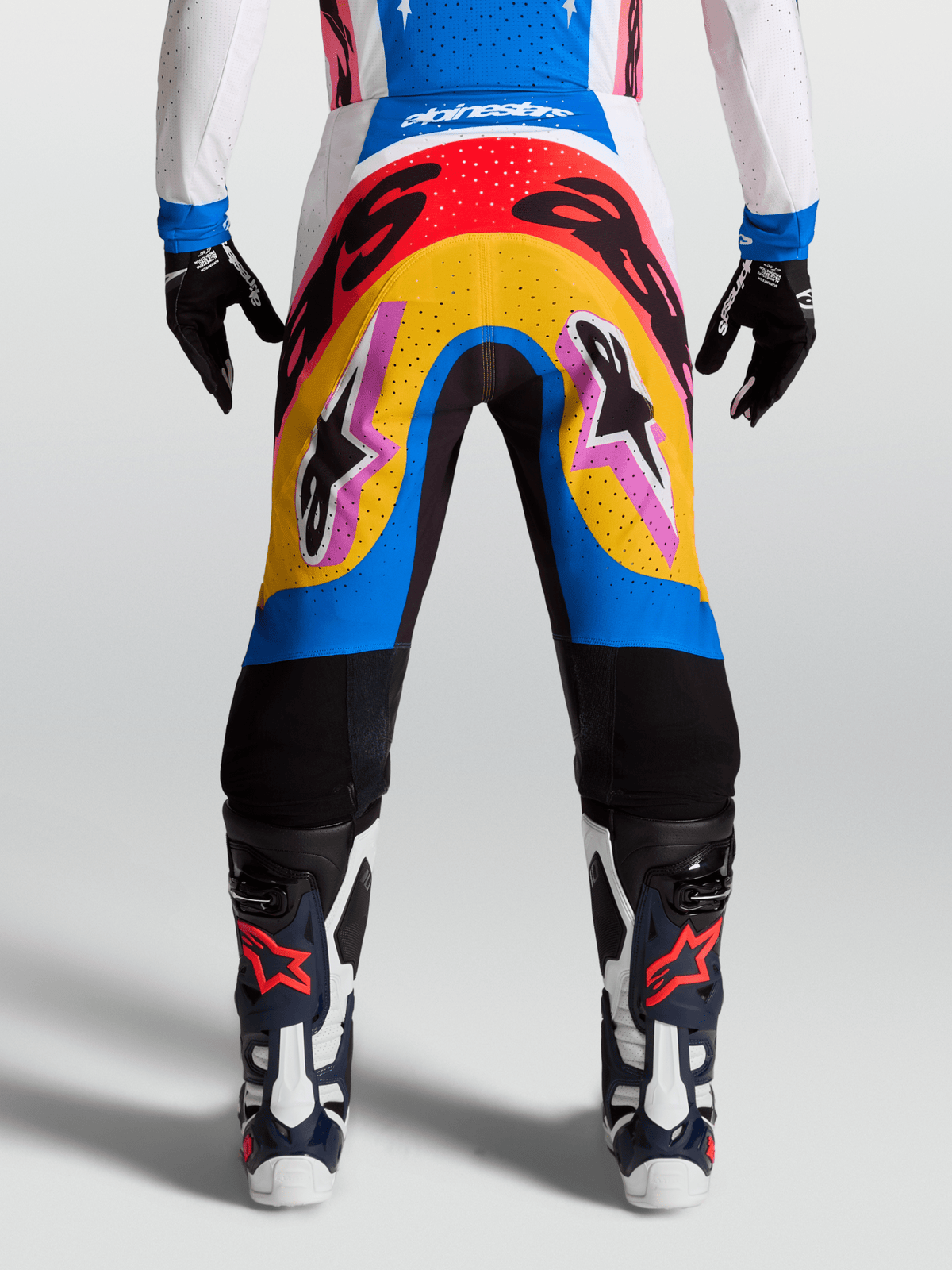 Alpinestars Supertech Dyna Pants 2027 White Blithe Blue Black Purple - MxProStoreParts
