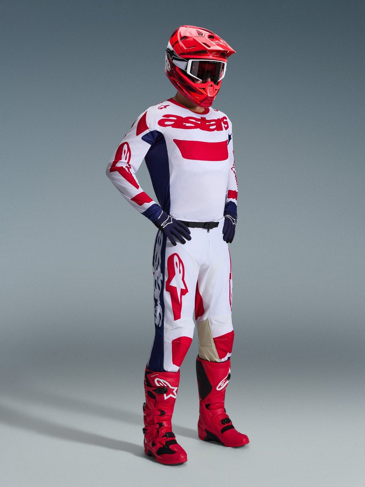 Alpinestars Pantalones Racer Riway Blanco, Azul y Rojo 2026 - MxProStoreParts