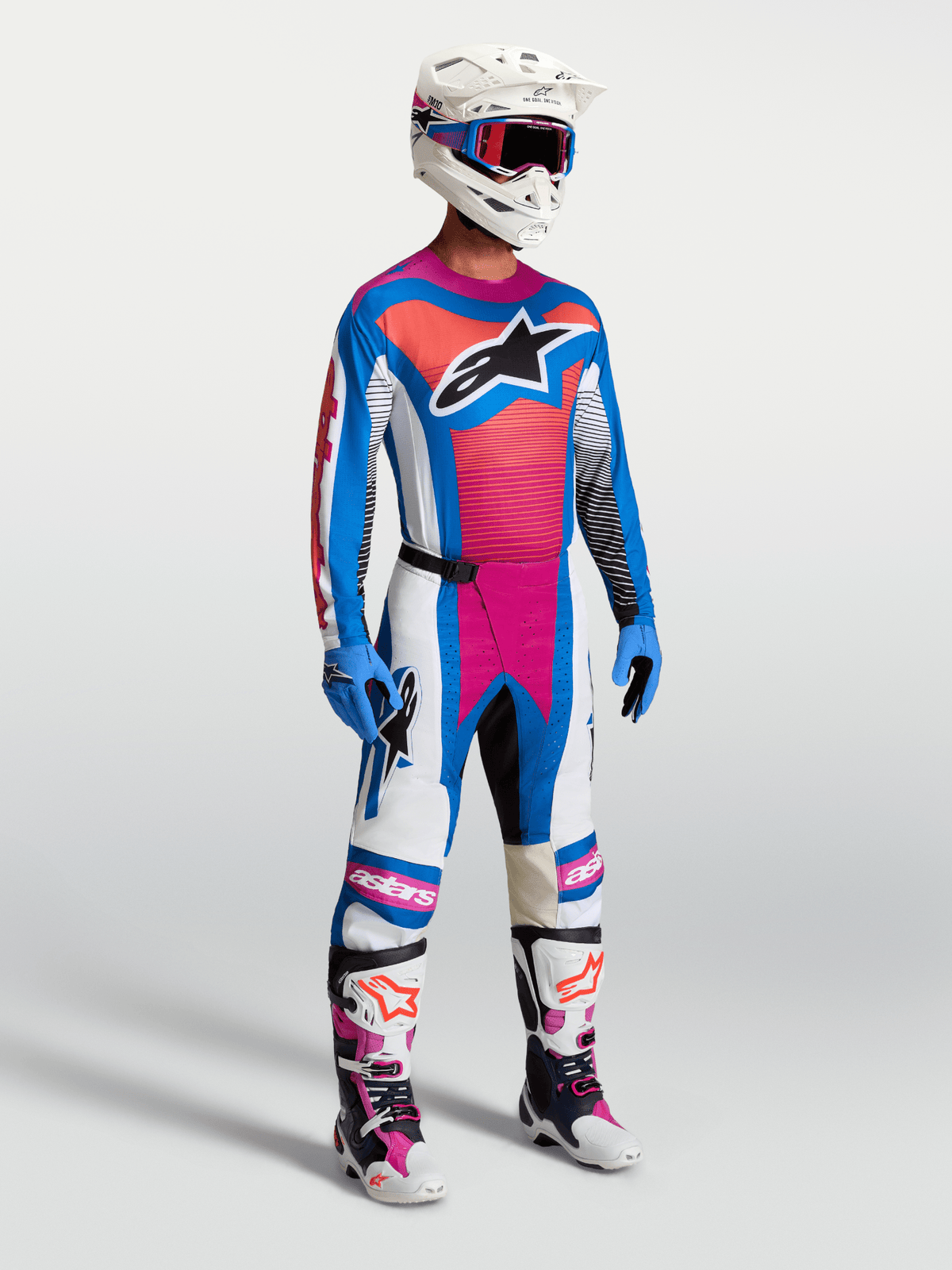 Alpinestars Techstar Maven Pantalón 2027 Blanco Hot Coral Azul Blithe - MxProStoreParts