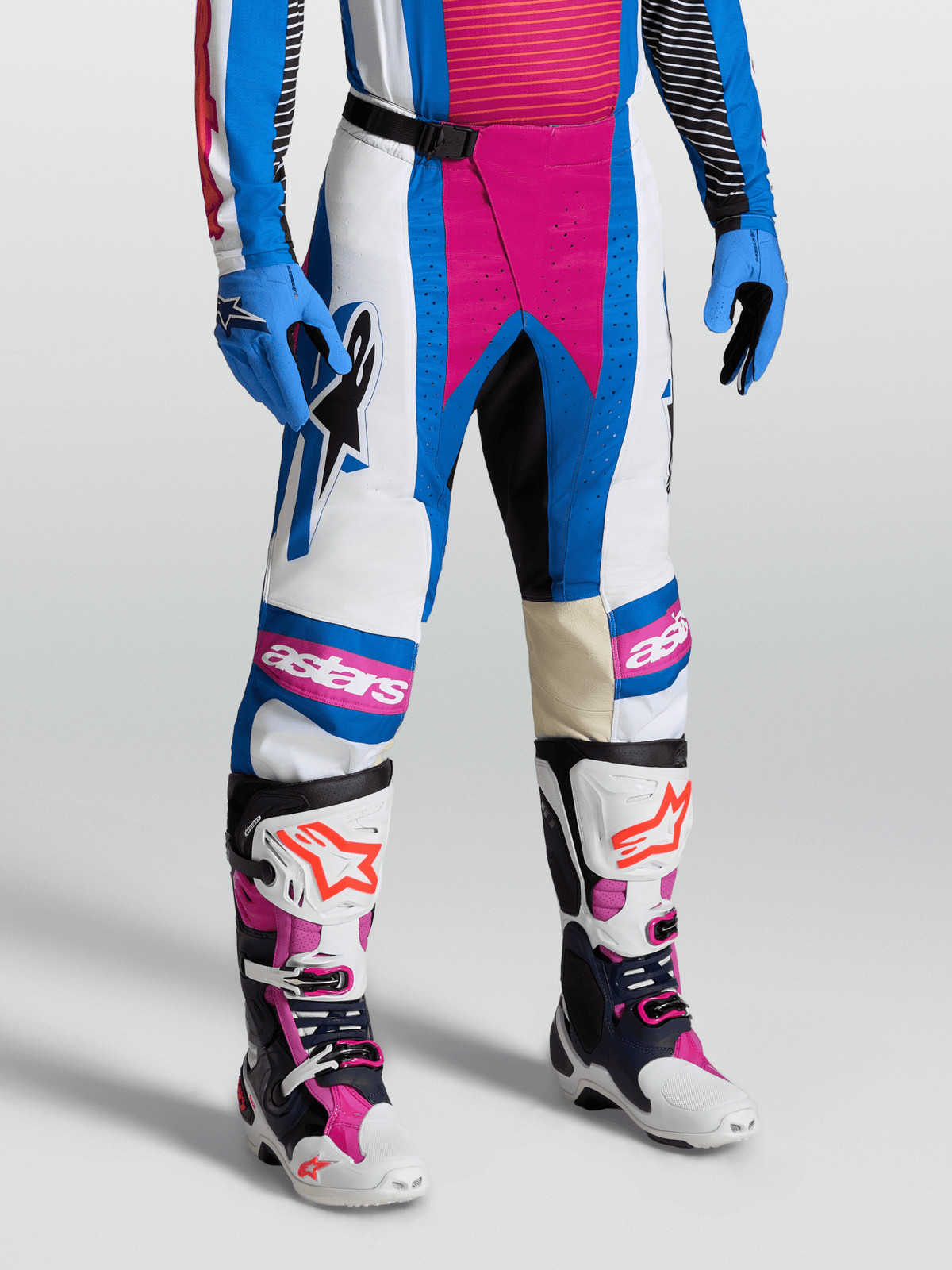 Alpinestars Techstar Maven Pantalón 2027 Blanco Hot Coral Azul Blithe - MxProStoreParts