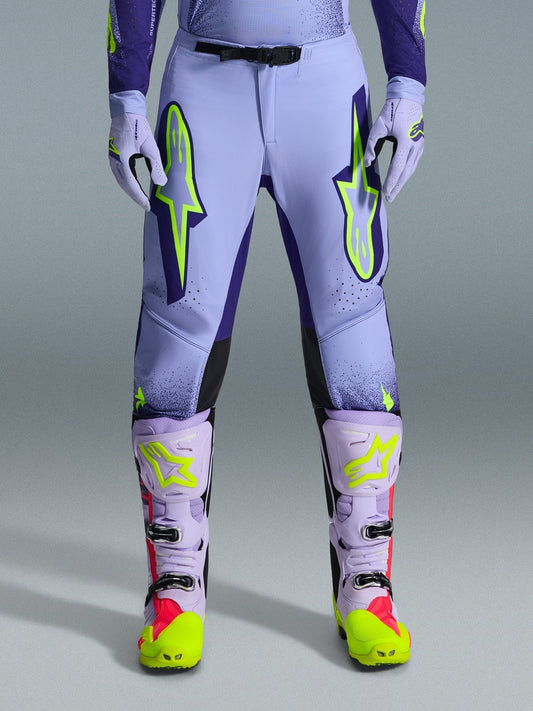 Alpinestars Supertech Scenz Pants 2026 Purple and Fluoro Yellow