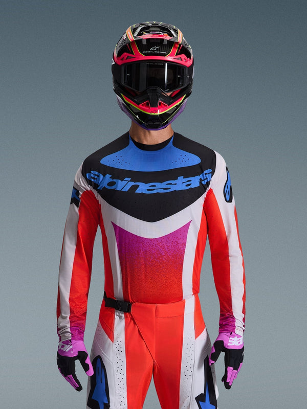 Alpinestars Techstar Maillot 2026 Gris Clair Orange Fluo Noir - MxProStoreParts