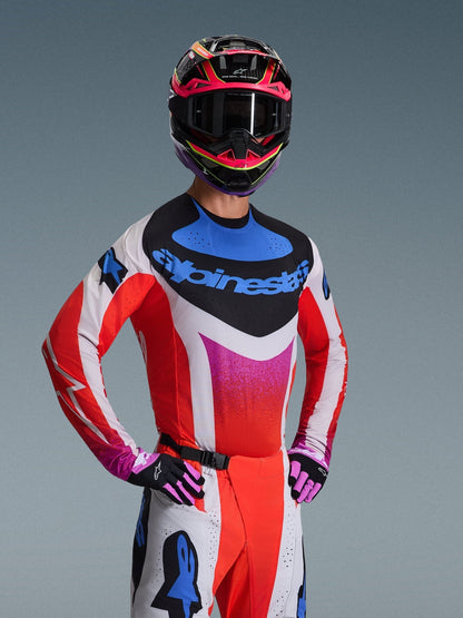 Alpinestars Techstar Maillot 2026 Gris Clair Orange Fluo Noir - MxProStoreParts