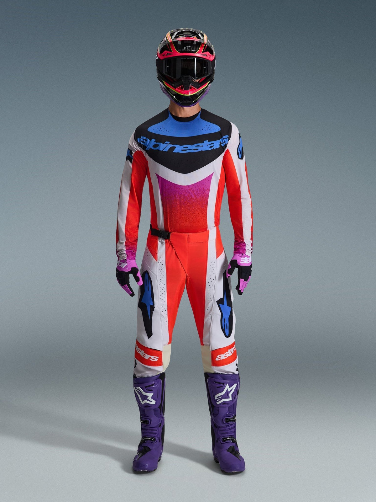 Alpinestars Techstar Maillot 2026 Gris Clair Orange Fluo Noir - MxProStoreParts