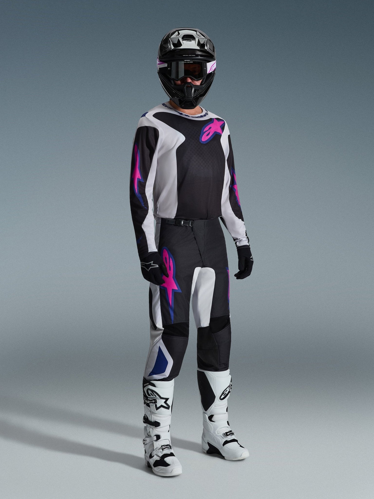 Alpinestars Fluid Grid Pantalon 2026 Panneaux Renforcés Noir Gris Clair Violet - MxProStoreParts