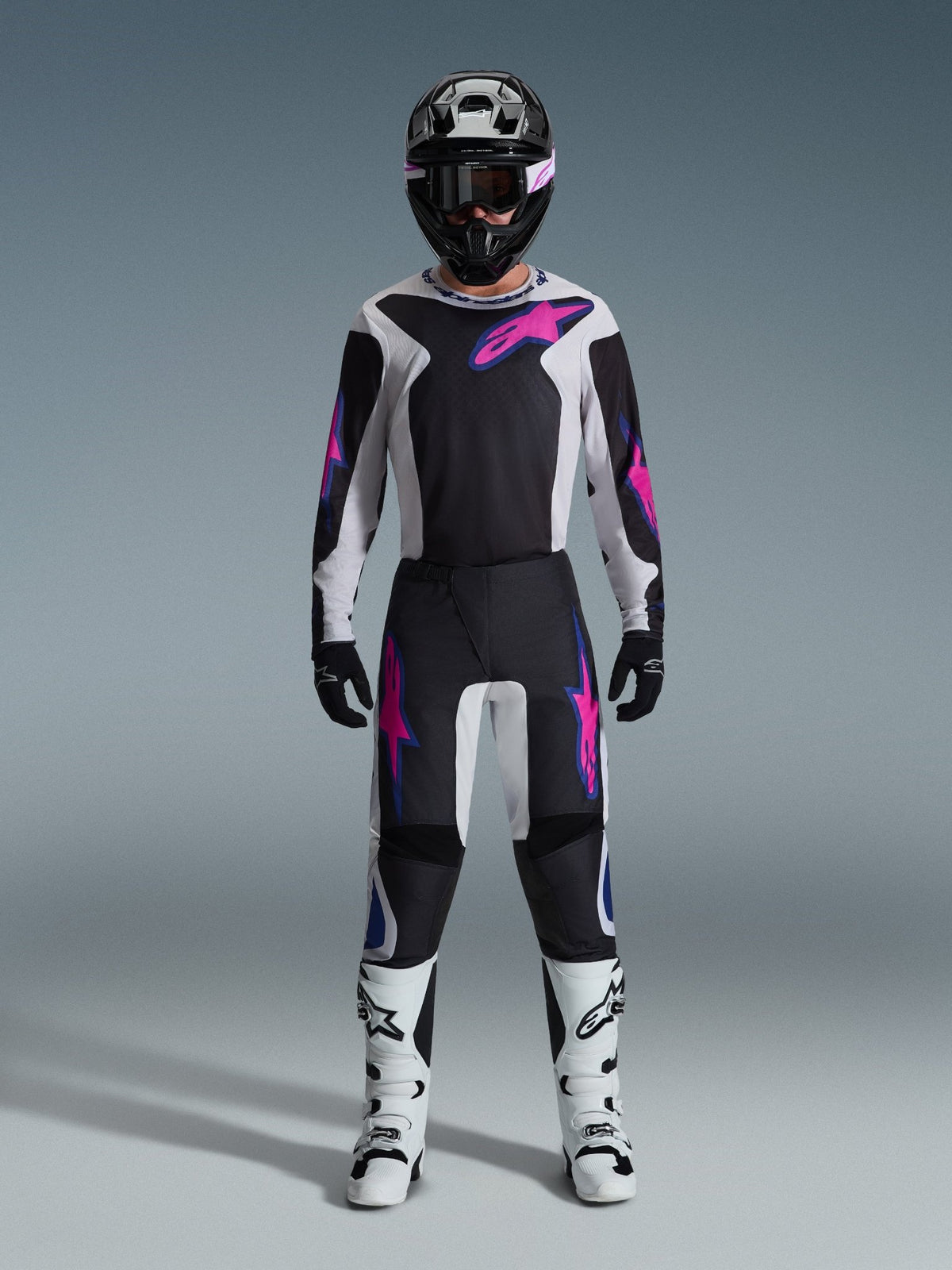 Alpinestars Fluid Grid Pantalon 2026 Panneaux Renforcés Noir Gris Clair Violet - MxProStoreParts