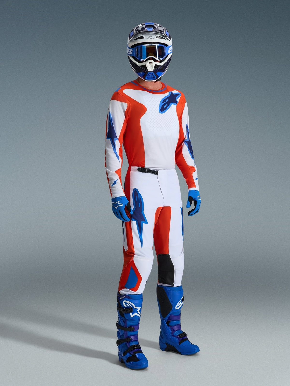 Alpinestars Fluid Grid Ergonomic Motocross Pants Orange UCLA Blue - MxProStoreParts